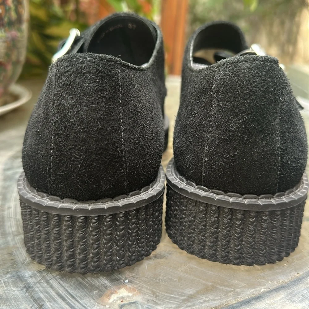 Re/ Done 70s Creeper Black Suede Platform Shoes